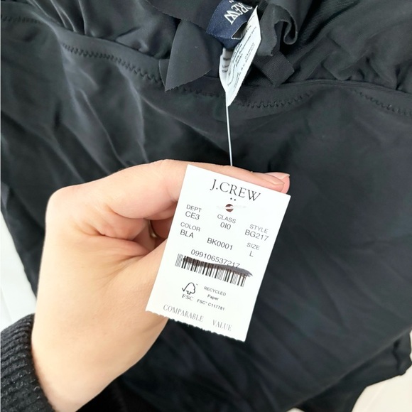 J Crew black Ruffle-shoulder V-neck one-piece swimsuit size L new - Picture 6 of 8